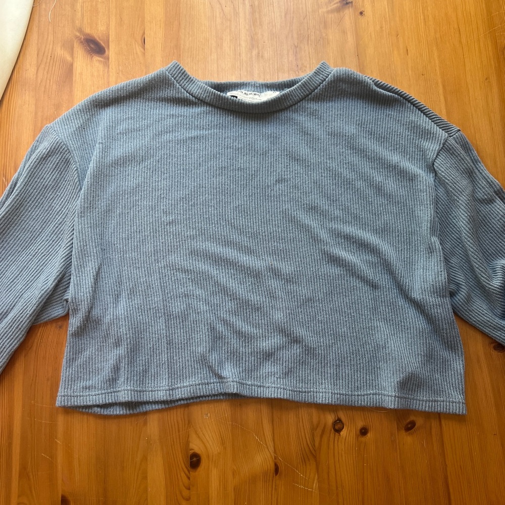 Blue Ribbed Women's Top - Picture 4 of 5